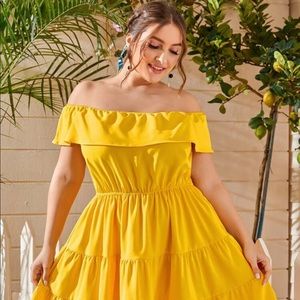 SHEIN Yellow Ruffle Hem Dress